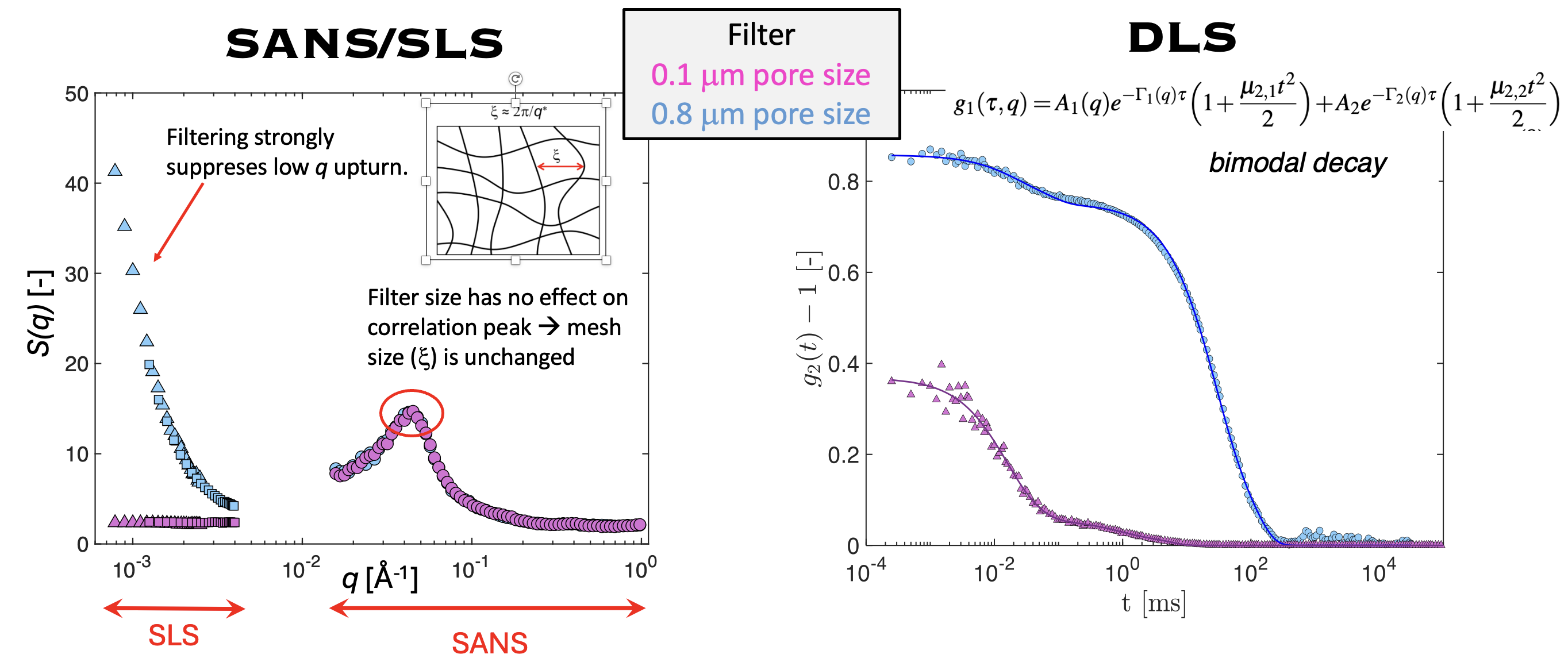 Effect of filtering on polyelectrolyte scattering